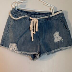 Aerie Blue Jean Elastic Shorts with Rope Accent
